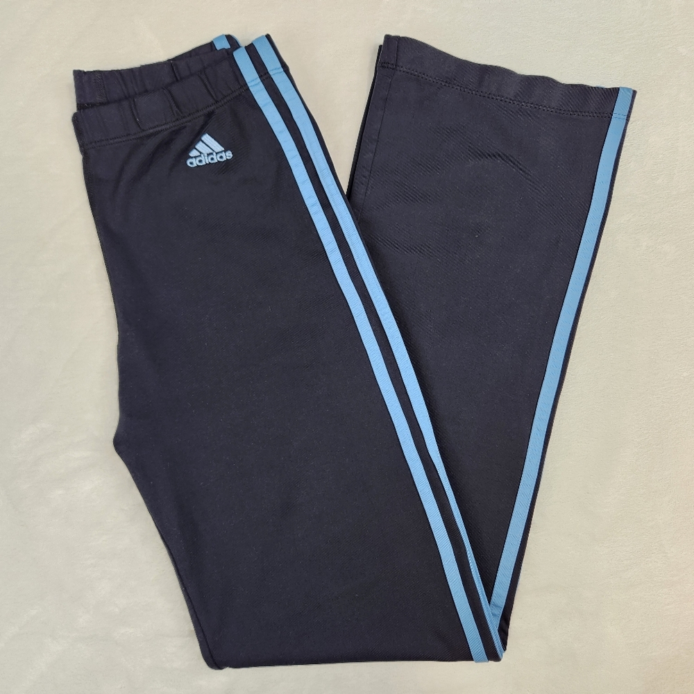 adidas Black Track Pants with Light Blue Stripes